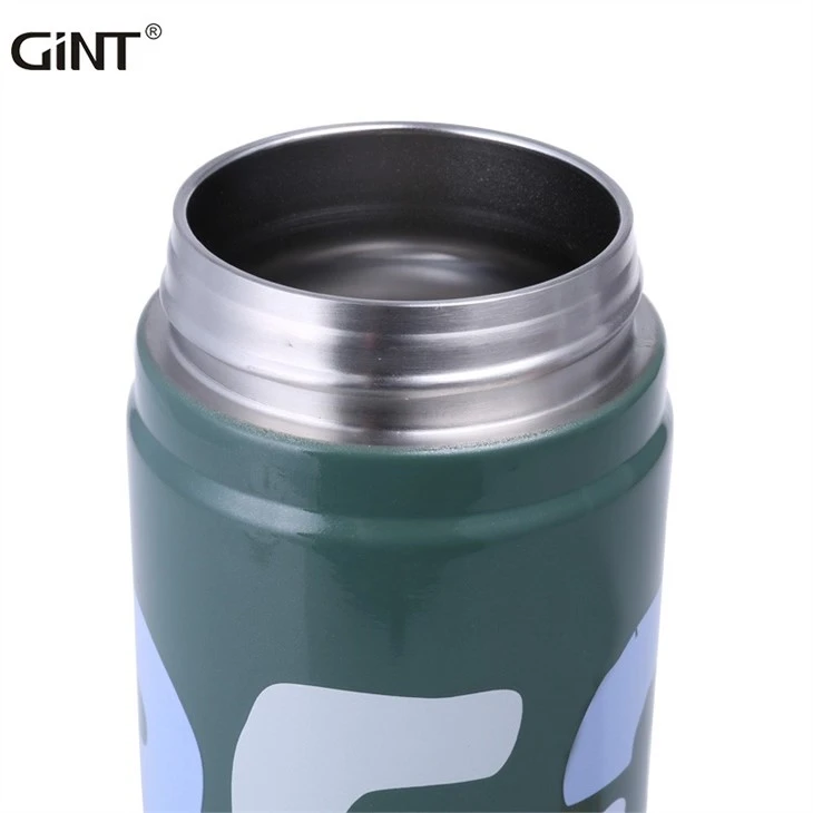 Green Stainless Steel Leakproof Thermal Insulated Water Bottle With Built-in Straw